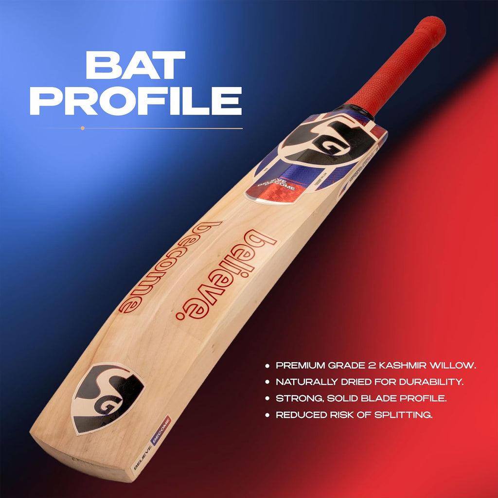 SG STROKEWELL Classic Bat Kashmir Willow Hard Pressed Shaped for Superb Stroke Cricket Bat (Leather Ball) No.6