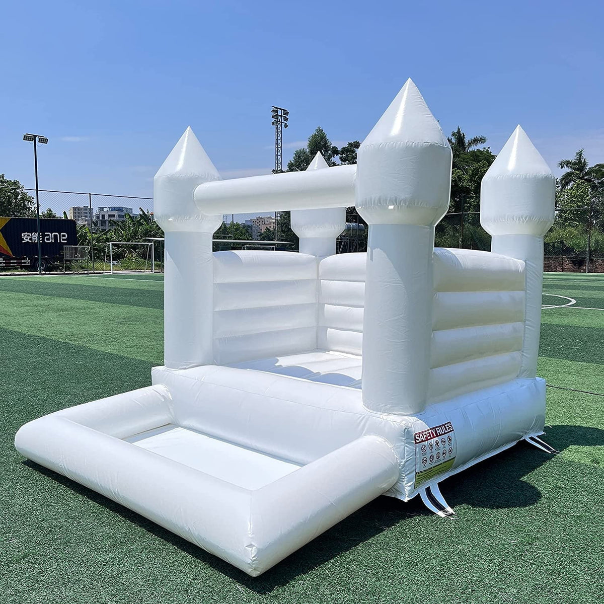 Connsann White Bounce House Commericial Grade PVC Jump Castle with Blower & Ball Pit for Kids Outdoor Indoor Party
