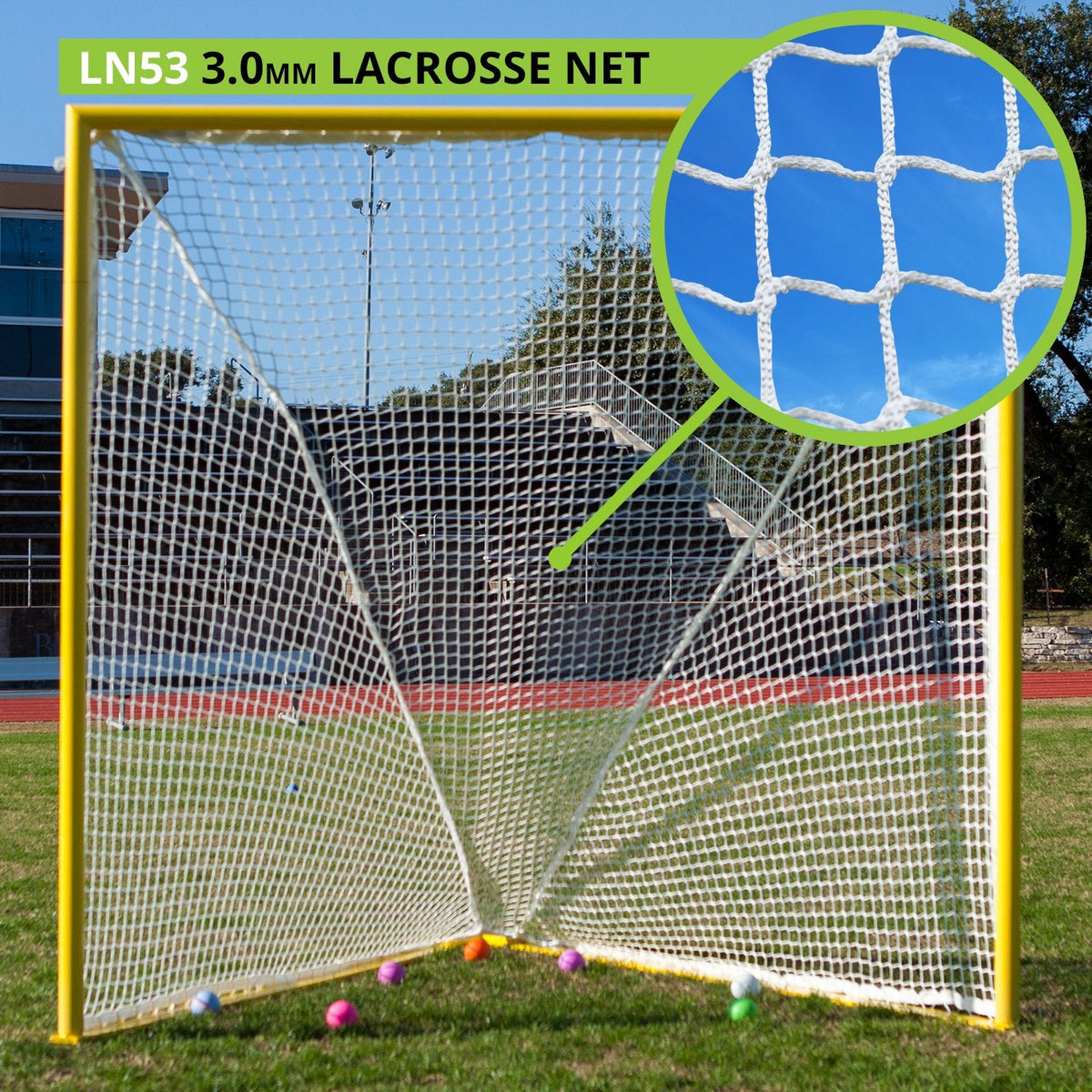 Champion Sports Lacrosse Goal Net - 6mm Official Size White Nylon Net Replacement (Pack of 2)