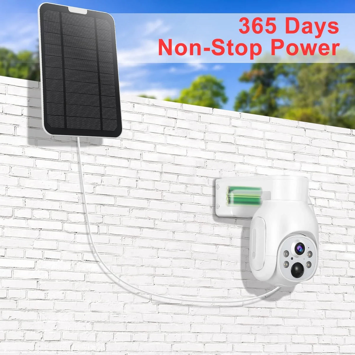100% Wire-Free Wireless Rechargeable Battery Solar Powered Outdoor 1080P Home PTZ 2.4G WiFi Security Camera PIR Motion Recording Two-Way Audio IP65 Weatherproof Color Night Vision AT-S700