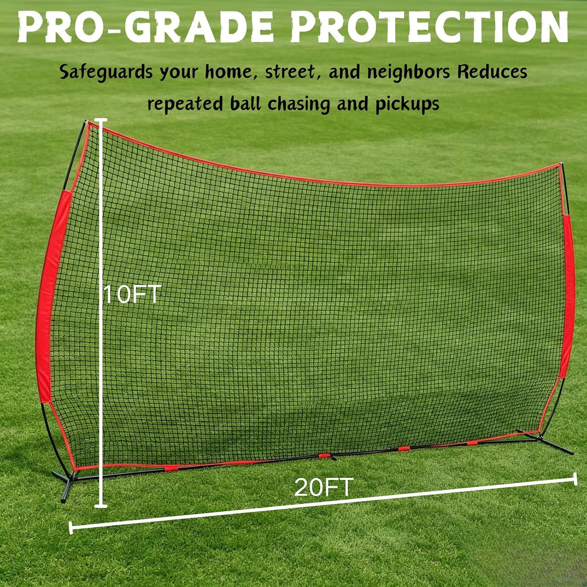 20x10FT Barricade Backstop Net â Heavy Duty All-Ball Sports Barrier Netting, Portable Lacrosse Backstop Net with Carry Bag