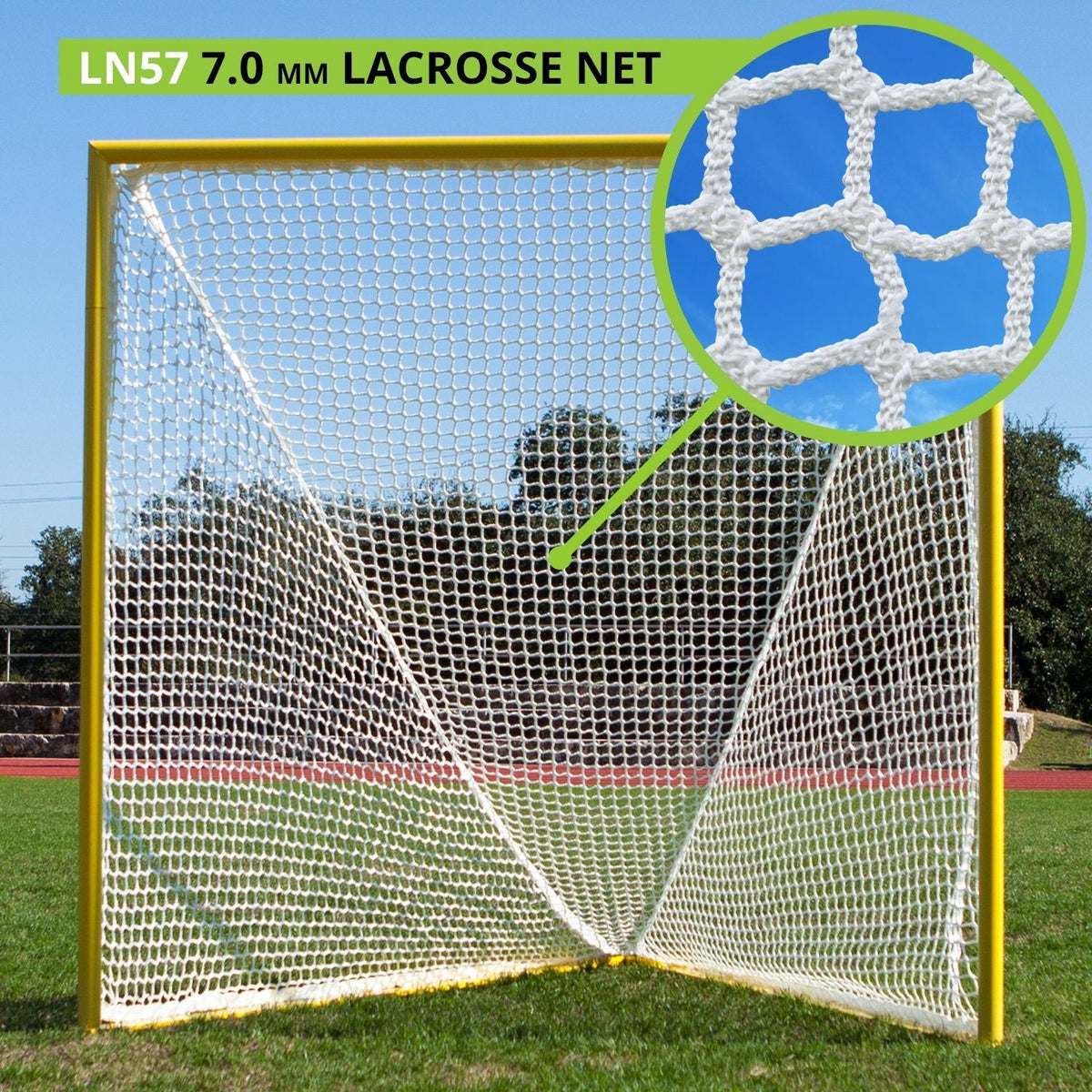 Champion Sports Lacrosse Goal Net - 6mm Official Size White Nylon Net Replacement (Pack of 2)