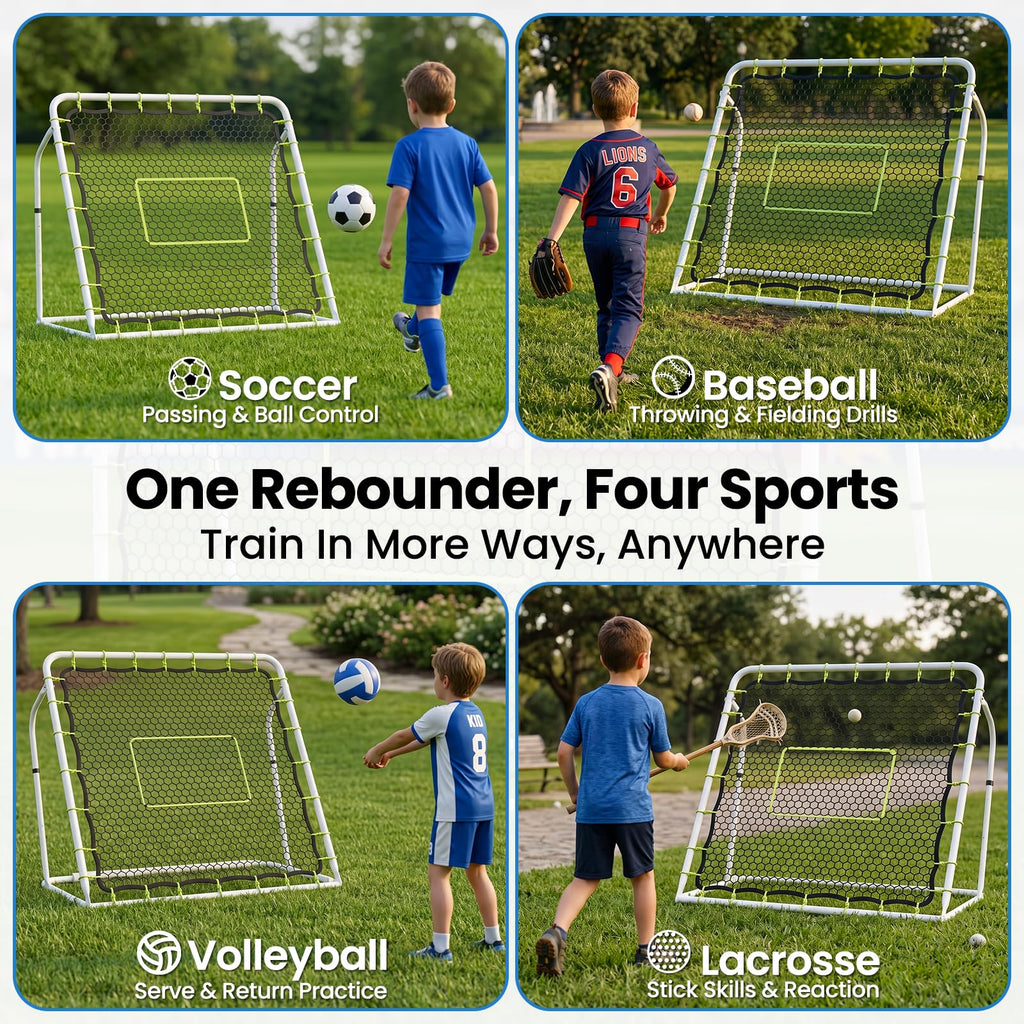 Soccer Rebounder Net, 2-in-1 Soccer Goal & Trainer, 5 Adjustable Angles