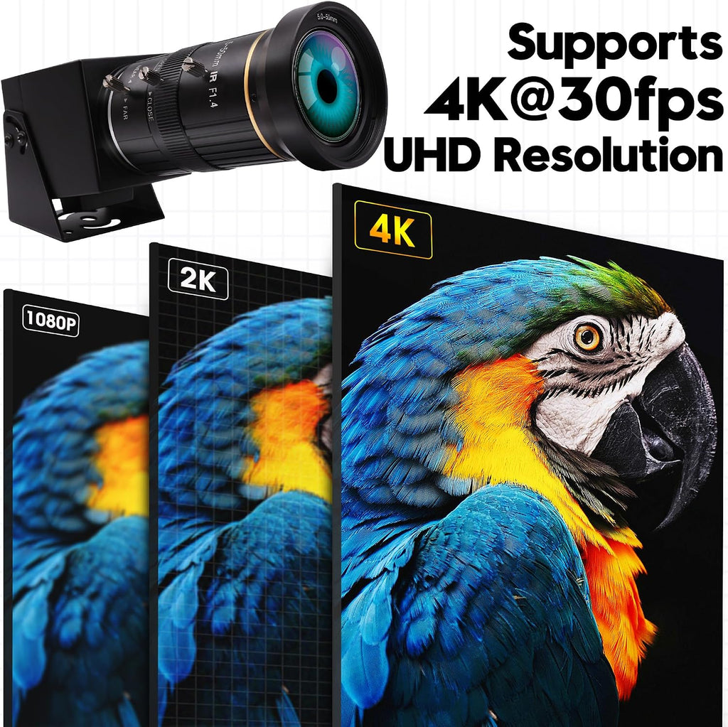 HDMI 4K USB Camera for Live Streaming 10X Variable Focus PC Webcam USB HDMI Simultaneous Output Video Conferencing Close up Zoom in and Out Web Camera for Online Teaching Training