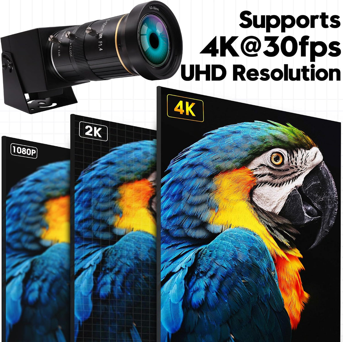 HDMI 4K USB Camera for Live Streaming 10X Variable Focus PC Webcam USB HDMI Simultaneous Output Video Conferencing Close up Zoom in and Out Web Camera for Online Teaching Training