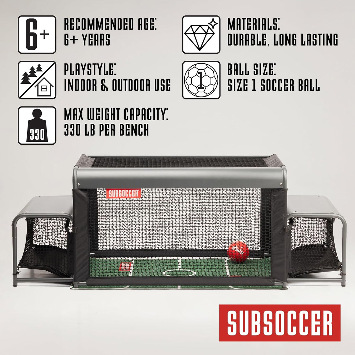 Subsoccer S3 Edge Bench Soccer Game with Mat and Ball, Portable Table Set
