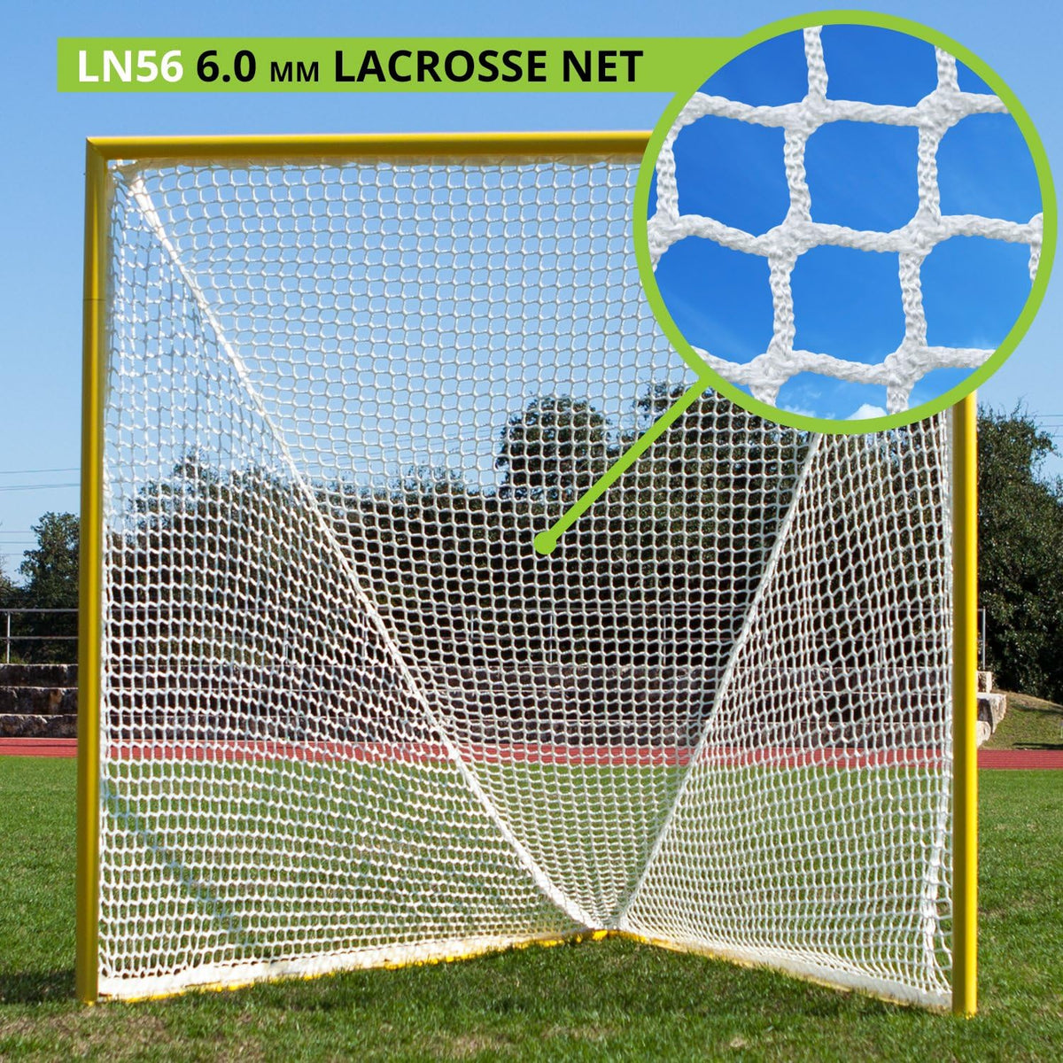 Champion Sports Lacrosse Goal Net - 6mm Official Size White Nylon Net Replacement (Pack of 2)