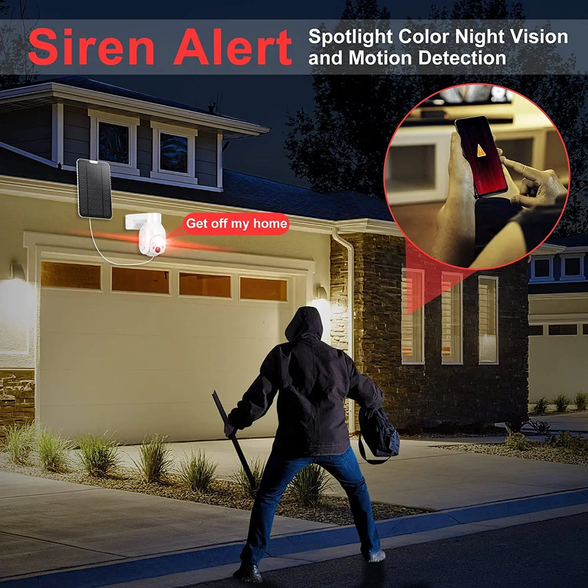 100% Wire-Free Wireless Rechargeable Battery Solar Powered Outdoor 1080P Home PTZ 2.4G WiFi Security Camera PIR Motion Recording Two-Way Audio IP65 Weatherproof Color Night Vision AT-S700