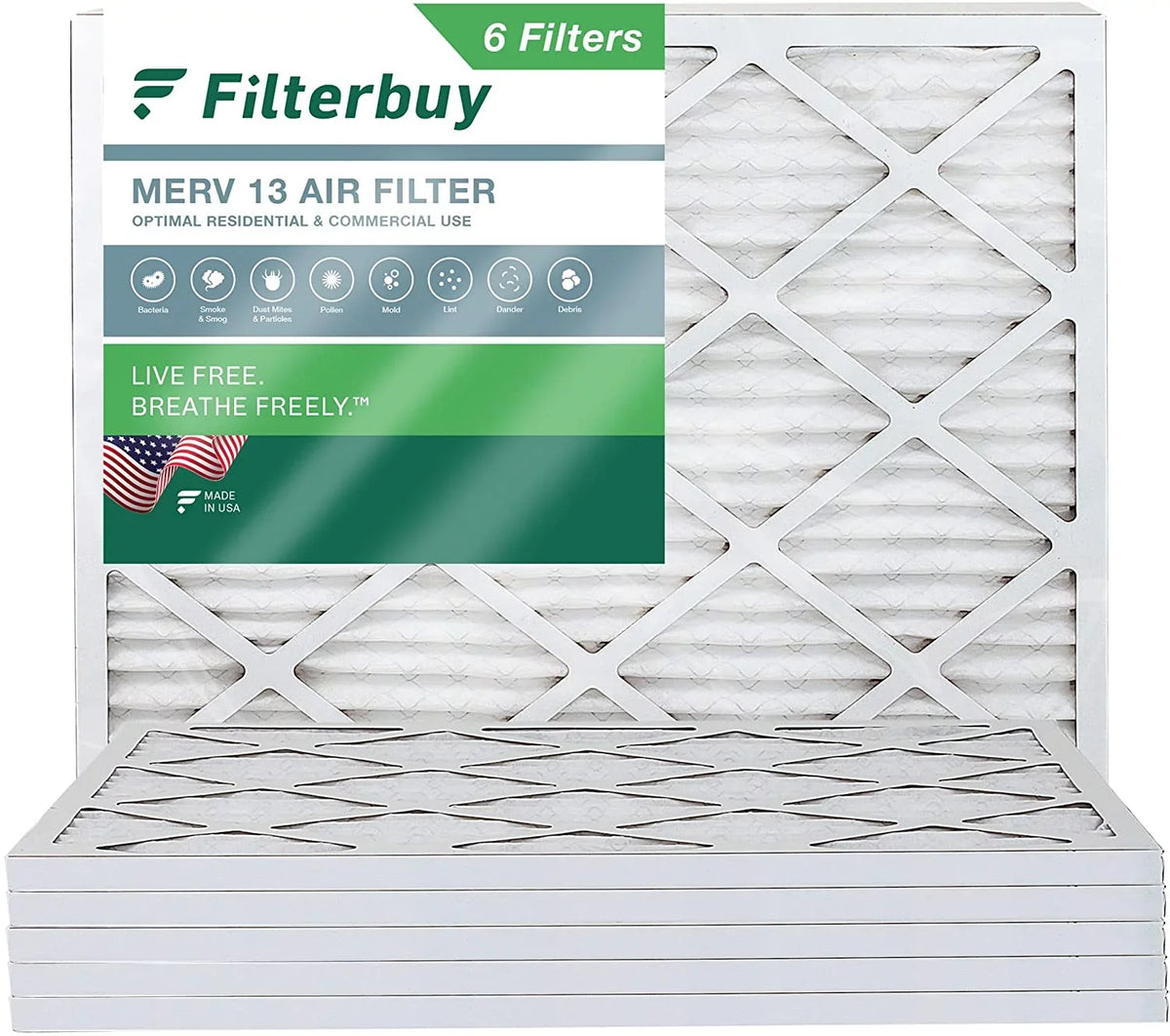 Filterbuy 16x21x1 MERV 13 Pleated HVAC AC Furnace Air Filters (6-Pack)