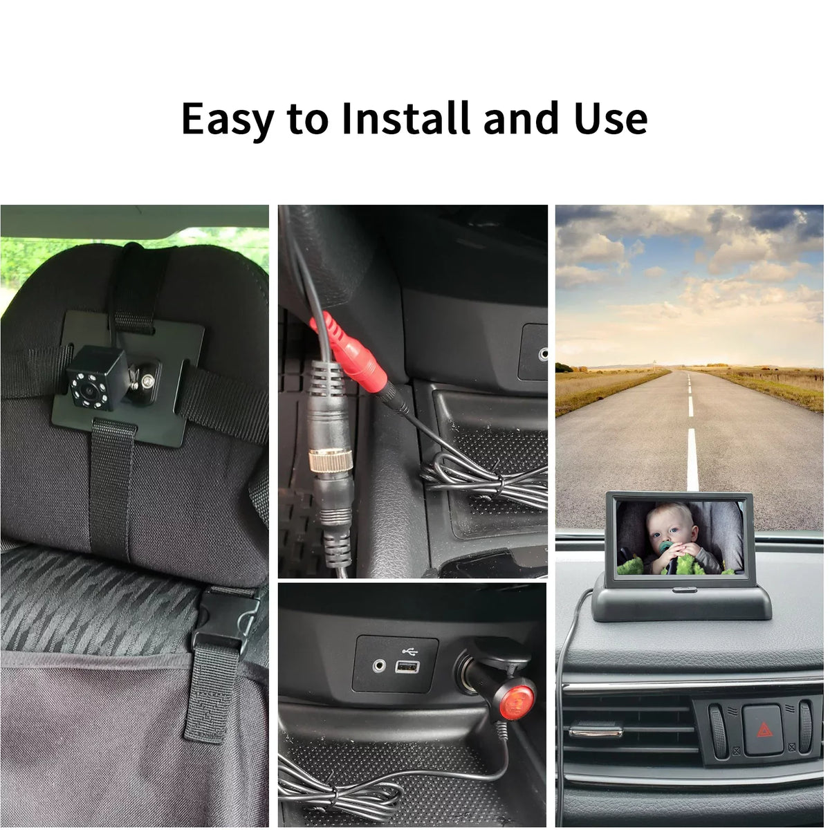 Radirus Car Baby Camera, Crystal Clear View Monitor with Infrared Night Vision, Ideal for Rear Facing Seat